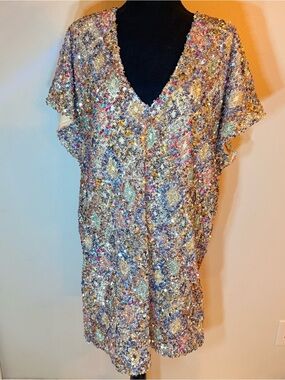 By Together Multicolor Sequin V-Neck Mini Dress